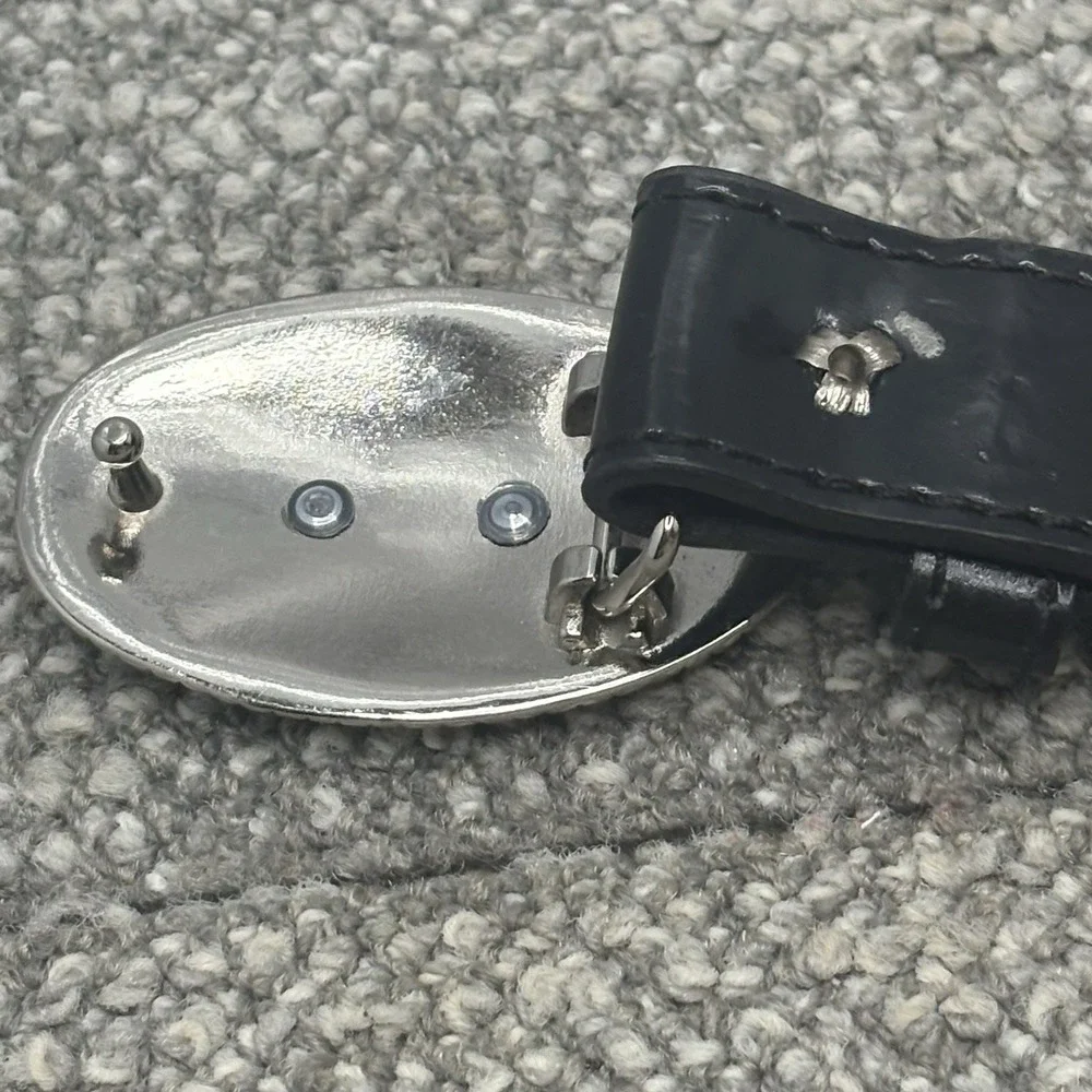 Leather Belt Tooled With Bull Buckle 26-31